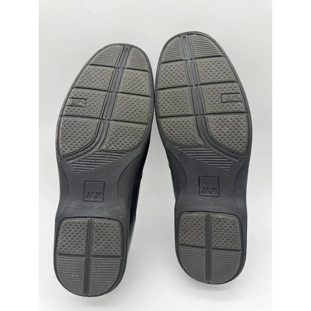 Johnston & Murphy XC4 Mens Black Leather Slip On‎ Loafers Square Moc Toe Shoes